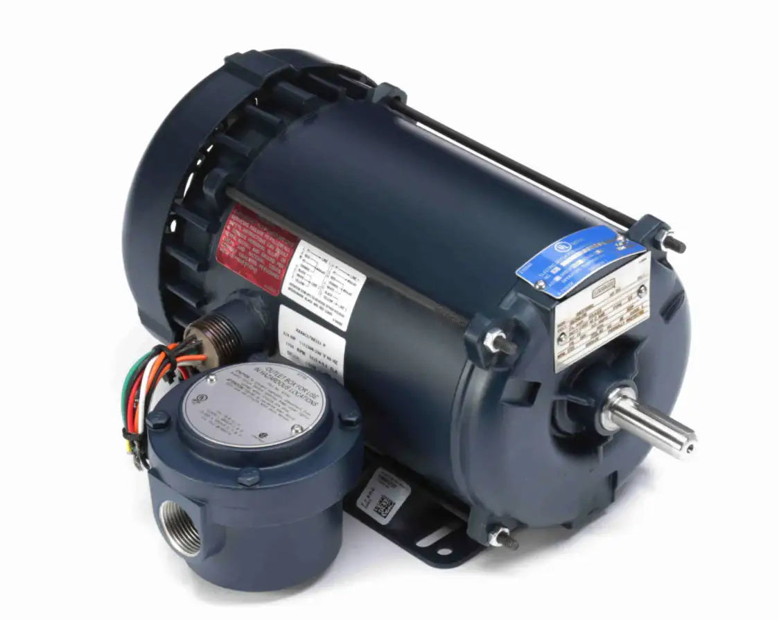 Leeson Single-Phase 3/4 HP Explosion Proof Electric Motor - 1800 RPM, 56H Frame | Rigid Base