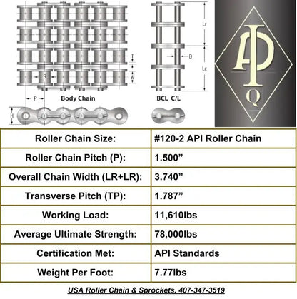API Certified #120-2 Cottered Roller Chain - 10ft Box