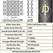 API Certified #120-3 Triple Strand Cottered Roller Chain - 10ft Box