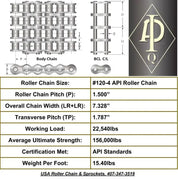 API Certified #120-4 Cottered Roller Chain - 10ft Box
