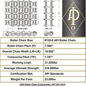 API Certified #120-6 Cottered Roller Chain - 10ft Box