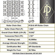 API Certified #120-8 Cottered Roller Chain - 10ft Box