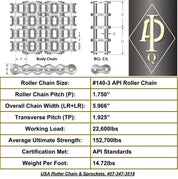 API Certified #140-3 Cottered Roller Chain - 10ft Box