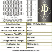 API Certified #140-4 Cottered Roller Chain - 10ft Box