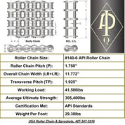 API Certified #140-6 Six Strand Cottered Roller Chain - 10ft Box