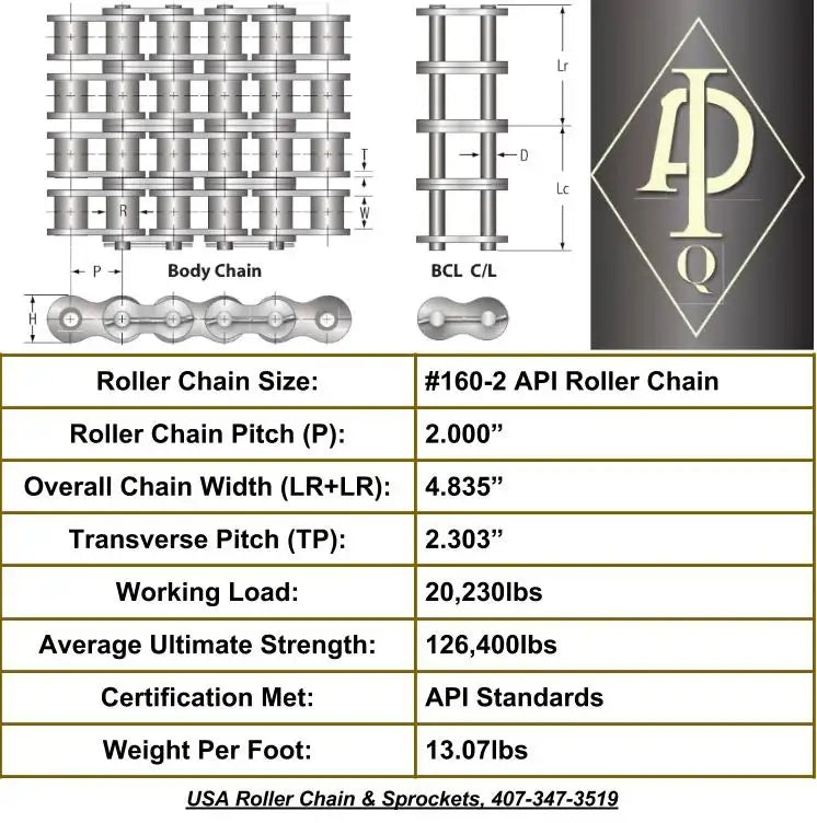 API Certified #160-2 Cottered Roller Chain - 10ft Box