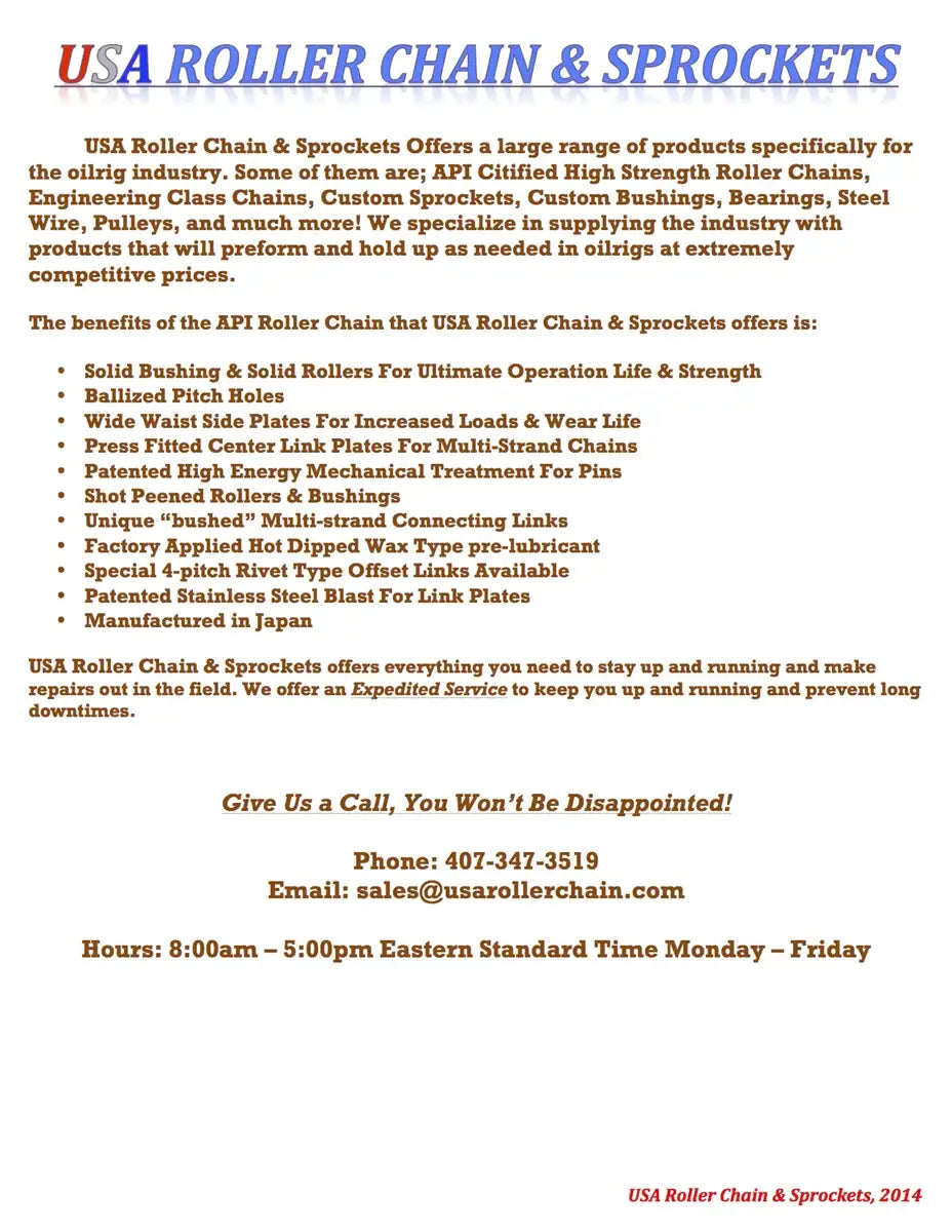 API Certified #160-2 Cottered Roller Chain - 10ft Box