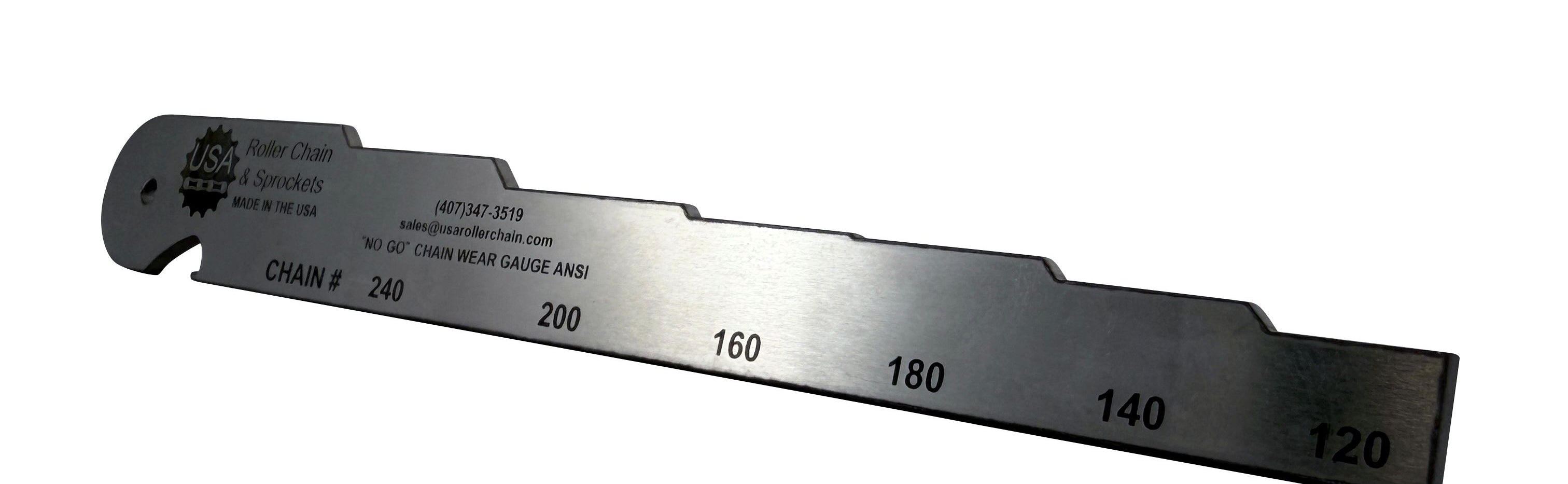 #120-240 Roller Chain Wear Gauge - Made In USA