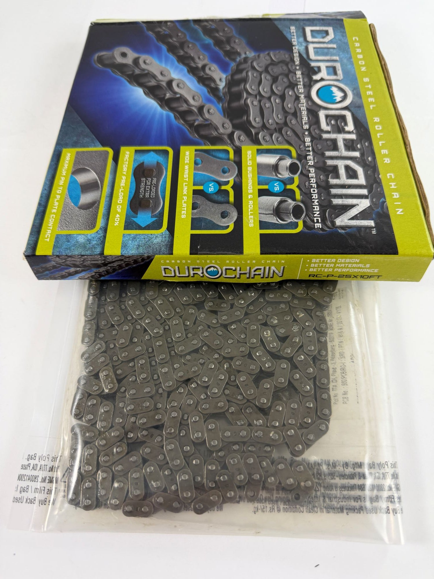 DUROCHAIN Premium #25H Heavy Roller Chain - 10ft Box