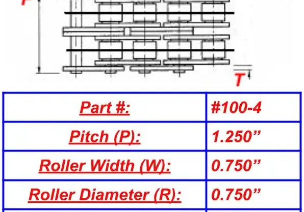 100-4 Roller Chain - 10ft Box