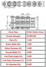 Economy Plus #140-2 Double Strand Roller Chain - 10ft Box