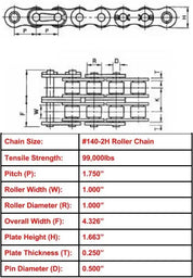 #140H-2 Heavy Double Strand Roller Chain - 10ft Box