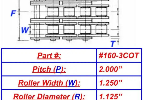 Economy Plus #160-3 Triple Strand Cottered Roller Chain - 10ft Box