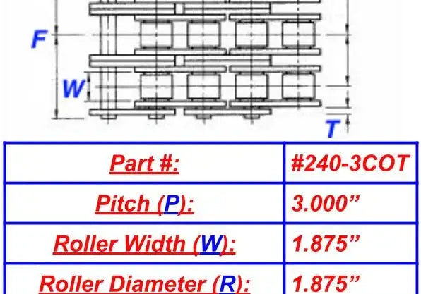 Economy Plus #240-3 Triple Strand Cottered Roller Chain - 10ft Box
