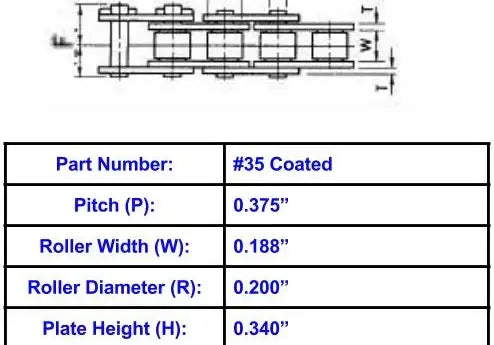 Economy Plus #35 Corrosion Resistant Coated Roller Chain - 10ft Box