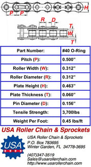 #40 O-Ring Roller Chain - 10ft Box