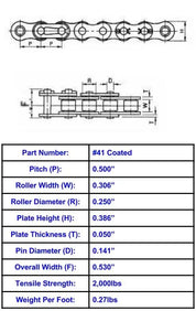 General Duty Plus #41 Corrosion Resistant Coated Roller Chain - 10ft Box