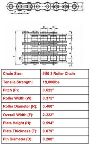 Economy Plus #50-3 Triple Strand Roller Chain - 10ft Box