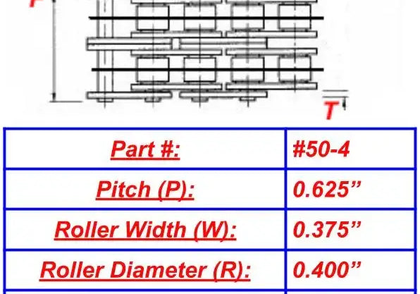 Economy Plus #50-4 Quad Strand Roller Chain - 10ft Box