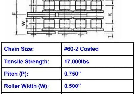 Economy Plus #60-2 Double Strand Corrosion Resistant Coated Roller Chain - 10ft Box