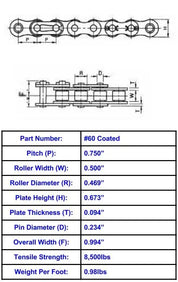 Economy Plus #60 Corrosion Resistant Coated Roller Chain - 10ft Box