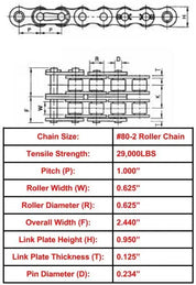 80-2 Roller Chain 10ft