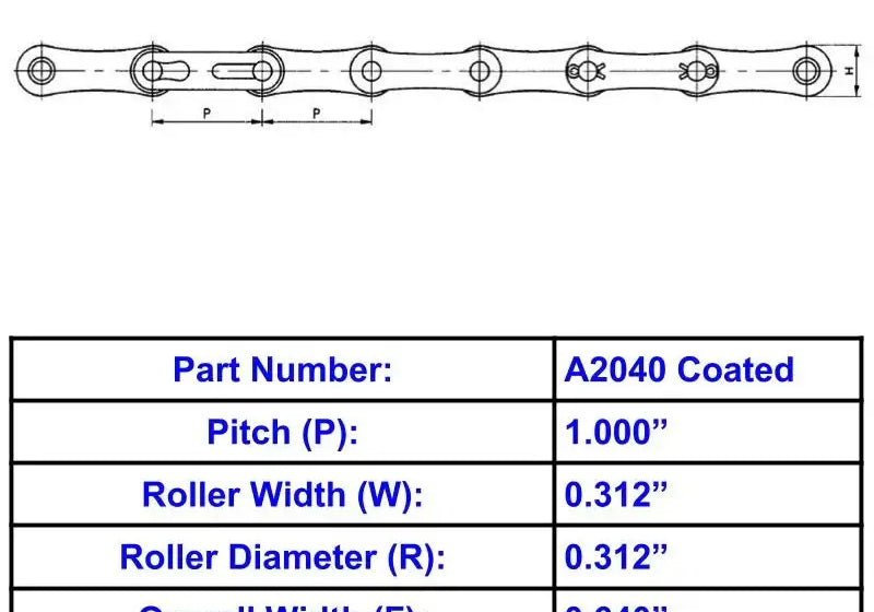 A2040 Corrosion Resistant Coated Roller Chain - 10ft Box