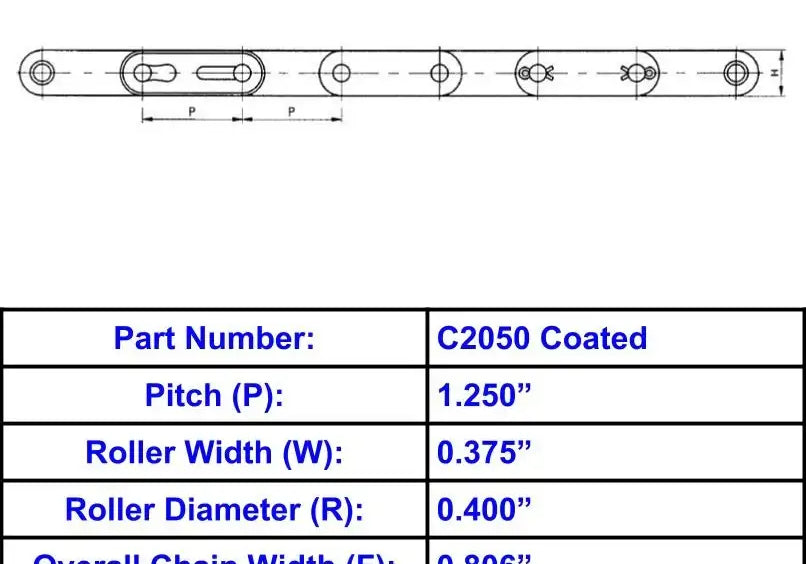 Economy Plus C2050 Corrosion Resistant Coated Roller Chain - 10ft Box