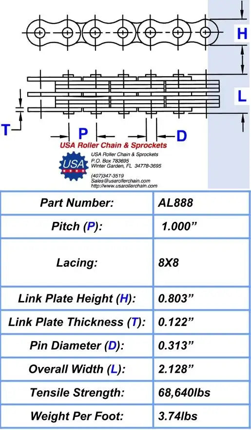AL888 Leaf Chain - 10ft Box