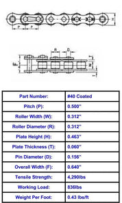 Premier Series #40 Corrosion Resistant Coated Roller Chain - 10ft Box