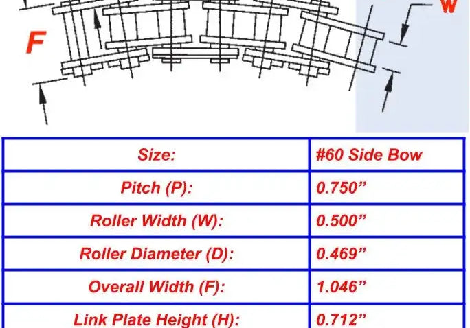 Premium 60 Side Bow Roller Chain 10ft Box