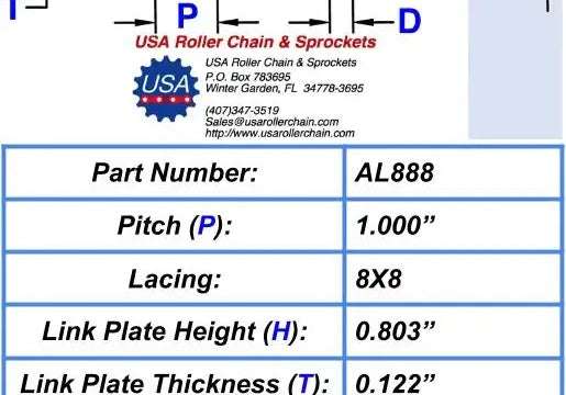 Premium AL888 Leaf Chain - 10ft Box