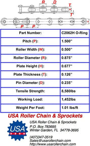 Premium C2062H O-Ring Roller Chain - 10ft Box