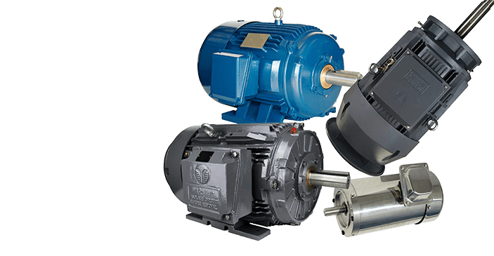 Three different types of motors on a white background