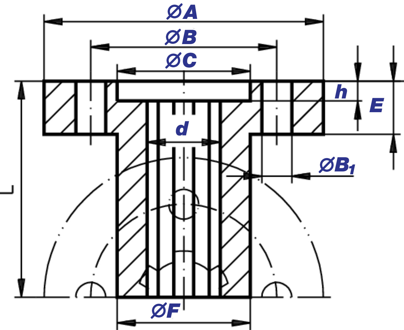 Splined Hub With Flange for 16mm Shaft With 6 Splines - Brass Material