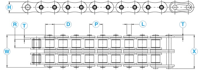16B Roller Chain Dimensions - 16B Metric Chain Types