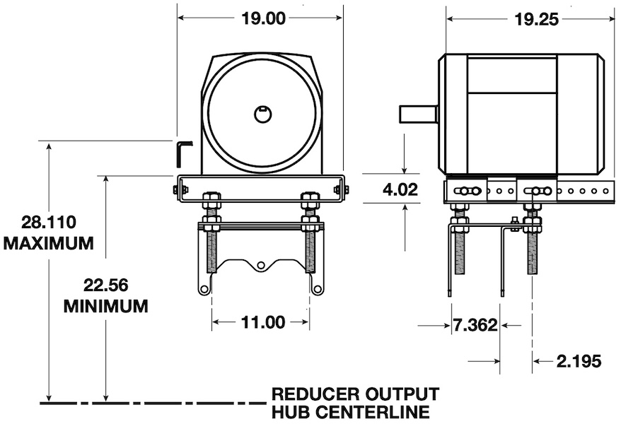 Size 10 Shaft Mount Reducer Motor Mount Dimensions