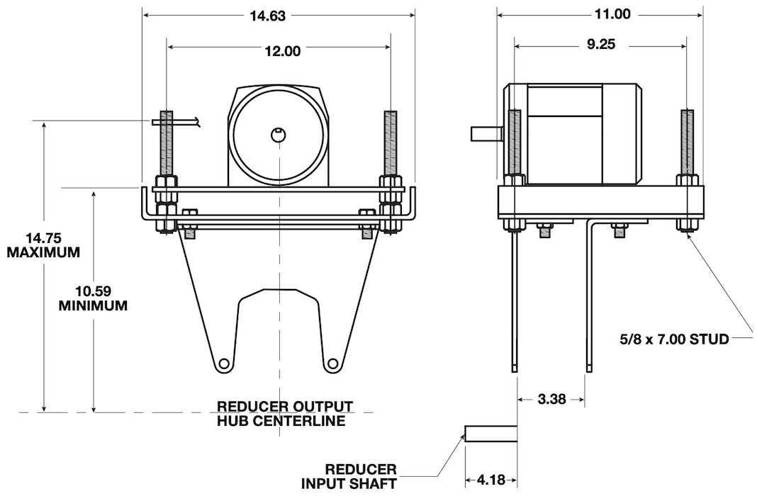 Size 2 Shaft Mount Reducer Motor Mount Dimensions