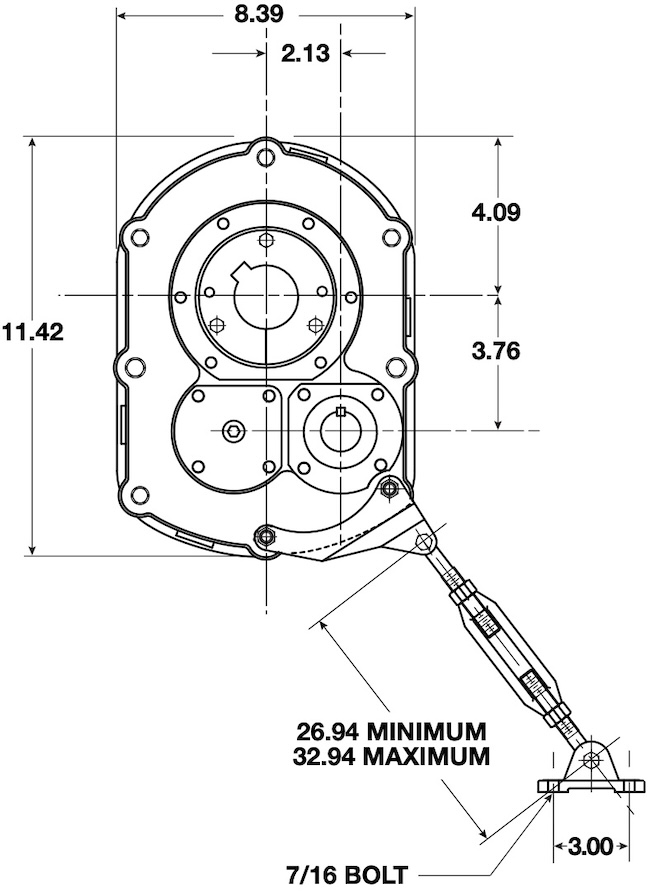 Size 2 Reducer Torque Arm Dimensions