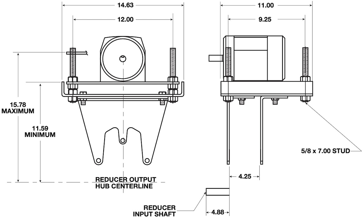 Size 3 Shaft Mount Reducer Motor Mount Dimensions