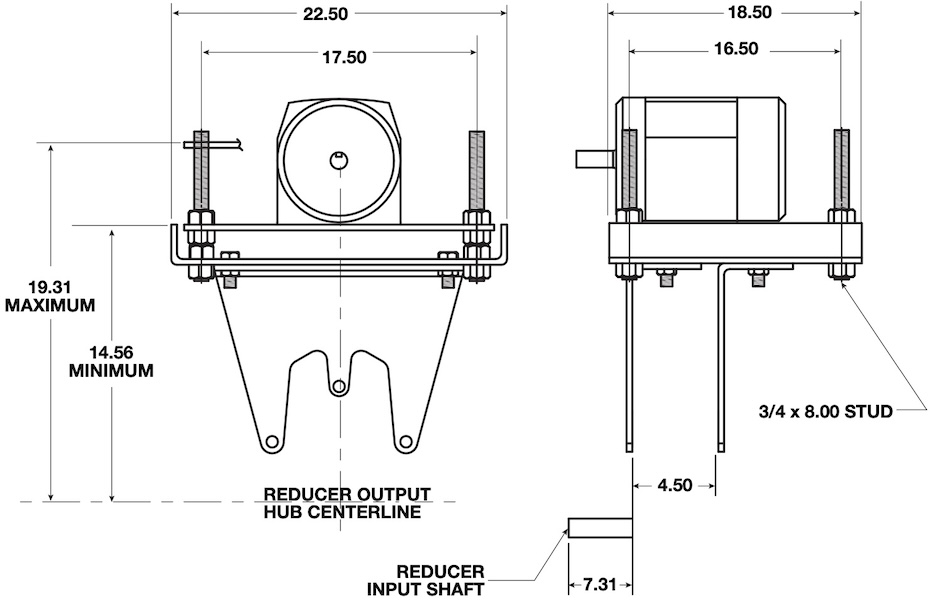 Size 6 Shaft Mount Reducer Motor Mount Dimensions