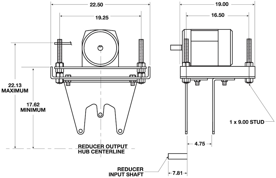 Size 7 Shaft Mount Reducer Motor Mount Dimensions