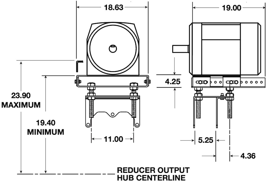 Size 8 Shaft Mount Reducer Motor Mount Dimensions