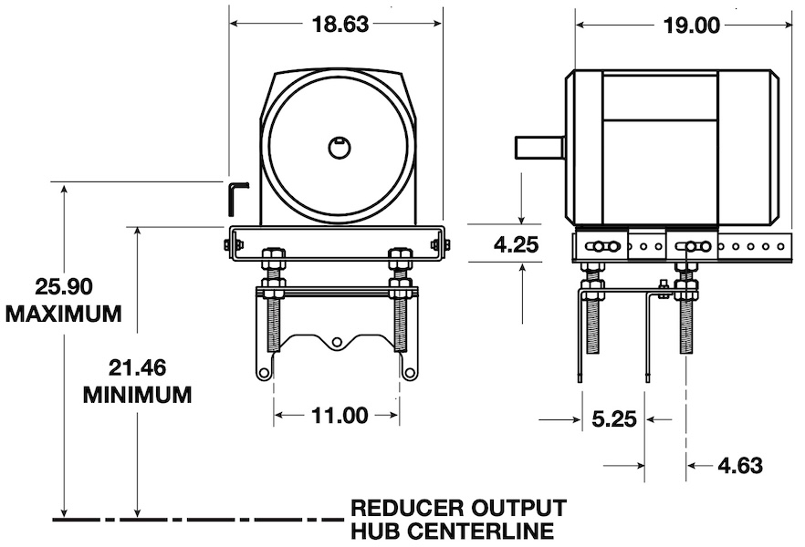 Size 9 Shaft Mount Reducer Motor Mount Dimensions